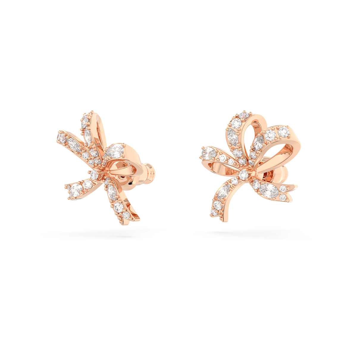Swarovski Jewelry Volta Bow White and Rose Gold Pierced Earrings, Pair